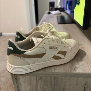 Reebok Cream and Brown Sneakers with Green Detail